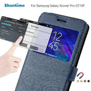 PU Kůže Telefon Pouzdro Pro Samsung Galaxy Xcover Pro G715F Flip Pouzdro Pro Galaxy Xcover Pro Zobrazení Okna Case Silikonový Zadní Kryt
