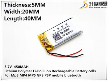 3.7 V 450mAh 502040 Lithium Polymer Li-Po, li-ion Dobíjecí Baterie buněk Pro Mp3 MP4 MP5 GPS mobilní bluetooth