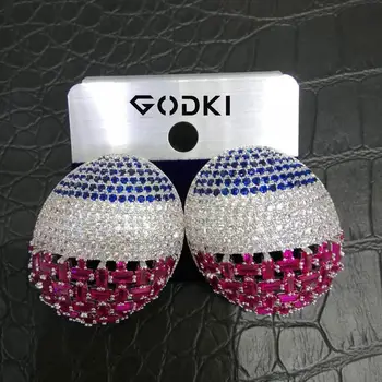GODKI Módní Kouzlo Ženy Náušnice Luxusní Indické Zirkony Crystal Houpat Náušnice Stud Šperky Náušnice 2019