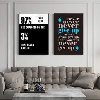 Motivační Citát Plakáty A Tisky Wall Art Malířské Plátno Černé A Bílé Se Nikdy Nevzdala Povzbudivý Obrázek Výzdoba Domů