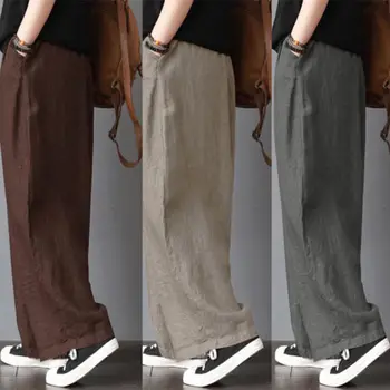 Muži Ležérní Volné Širokou Nohu Kalhoty Ležérní Bavlněné Povlečení Šaty Harem Kalhoty Plus Velikosti Oblečení