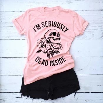 Jsem Uvnitř Mrtvý Lebka T Košile Vtipné Goth Úzkost Tee Společensky Trapné Tričko grapphic vtipné camiseta rosa feminina art top - K213