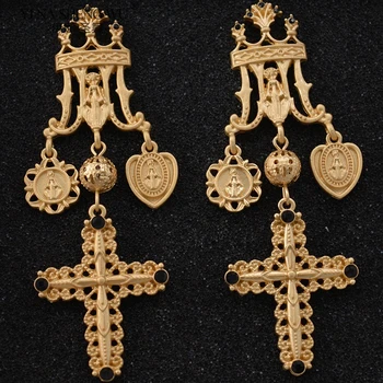 Punk Barokní Zlatá Barva Cross Střapcem Náušnice pro Ženy Módní Šperky Vintage Nadsázkou Drop Náušnice Dárek, Svatební Doplňky