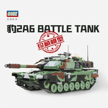 Goody 6105 vojenské série 1:32 německý Leopard hlavní bojový tank Kompatibilní s LEGO puzzle modulární hračky