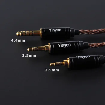2019 Yinyoo 8 Jádro Stříbrný Pozlacený Kabel MMCX/2póly Konektor 4.4/3.5/2.5 mm Vyvážený Kabel Pro V80 ZS10 AS10 ZST ES4 AS06 C10, C16