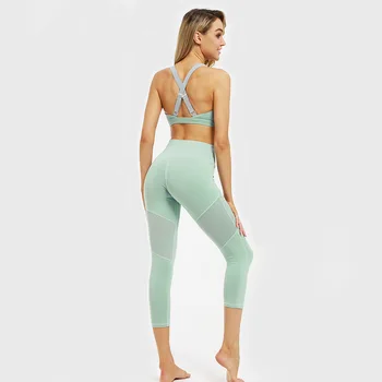 GXQIL 2020 fitness Oblečení Fitness Suit Dámské Mesh Jóga Set Žena Sportovní Suché Fit Trénink Oblečení Femme Oblečení Zelená Růžová new