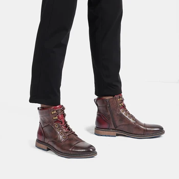 Pánské Jarní boty Wootten Značky Britské Královské boty muži Pánské podzimní obuv Velikost 8-12 Retro kovboj Kotníkové boty #AL605C2