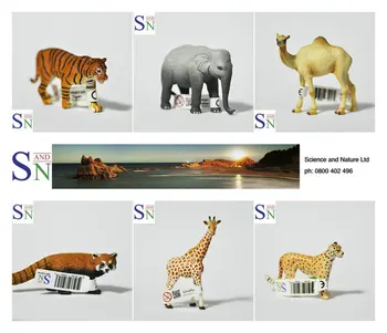 Pvc obrázek zvířecí model S & N volně žijících živočichů model slon, žirafa, gepard, tygr, velbloud, červená panda 6ks/set