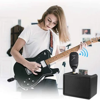 Bezdrátová Kytara Systém Postaven-v Dobíjecí 4 Kanály Bezdrátový Kytarový Vysílač, Přijímač pro Elektrickou Kytaru, Bass