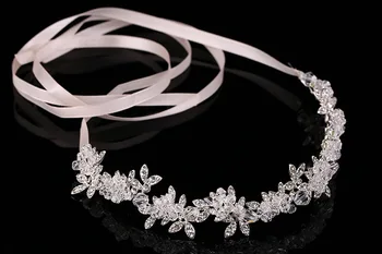 Safír Svatební Ručně vyráběné Lesklé Crystal Svatební Čelenka Beach Svatební Doplňky Krystaly svatební Závoj