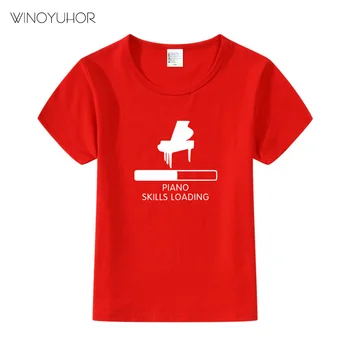 Klavírní Dovednosti Zatížení T Shirt Tisk Dítě Chlapci Dívky Legrační Krátký Rukáv T-shirt dětské Roztomilý Pianista Topy 2020 Nové Letní