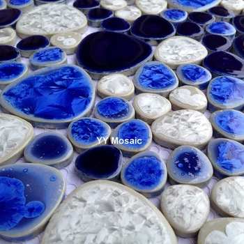 Středozemní Moře, Modrá Fambe Keramické Mozaikové Dlaždice pro Kuchyň Sprcha Koupelna Nálepka na Zeď Bazén Zahrada Dlaždice DIY