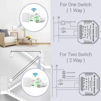 2 Způsob, Mini Wifi Inteligentní Světlo Přepínač Diy Modul Inteligentního Života/Tuya APLIKACE Bezdrátové Dálkové Ovládání Pracuje s Alexa Echo Google Domov
