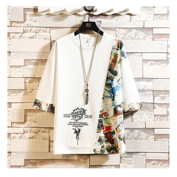 Krátký Rukáv T Shirt Muži 2020 Letní Vysoce Kvalitní Tričko Top Tees Šití 3D Tisk Módní Šaty Plus Velikost M-5XL O KRK