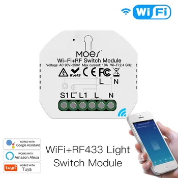MoesHouse Mini DIY Wi-fi RF433 Inteligentní Světlo Přepínač Modul Ovládání Aplikace pracuje s Alexa Google Domov pro Smart Home Příslušenství