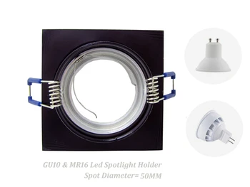 NOVÉ Černé Čtvercové Zapuštěné LED Stropní Světlo Nastavitelný Rám pro MR16 GU10 Žárovka Downlight Držitel