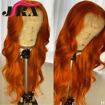 Oranžové Barevné Krajky Přední Lidské Vlasy Paruky Glueless Brazilské Tělo Vlna Remy Vlasy Pre Trhal Přírodní Vlasové S Baby Vlasy