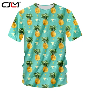 CJLM Pánská Trička Zelené 2018 Letní Top Full Print Ovoce Ananas 3D T Shirt Ležérní Krátký Rukáv O Krku Trička Camisetas Hombre