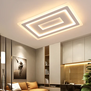 Povrch Montáž Moderního Led lustr Světlo pro obývací pokoj ložnice Ultra-tenké lamparas de techo Obdélník lustr svítidla