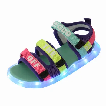 Děti Chlapci Dívky Vodotěsné LED Non-slip Lehké Letní Pantofle Garden Beach Sandály Záře USB Nabíjení Barevné Světla