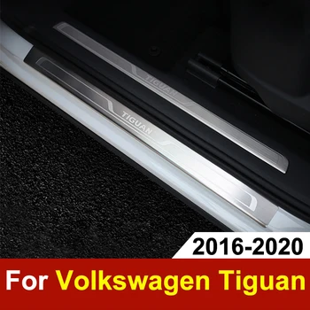 Nerezové Ocelové Dveře, Parapet Šoupat Deska Pro Volkswagen VW Tiguan mk2 2016-2018 2019 2020 Práh Dveří Uvítací Pedál Výbava Příslušenství
