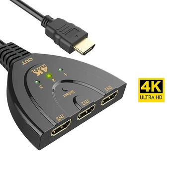 Mini 3 Port HDMI Splitter Adaptér USB Kabel 4K 1080P Přepínač HDMI Switch 3 v 1 Out Port Hub pro HDTV Xbox PS3 PS4