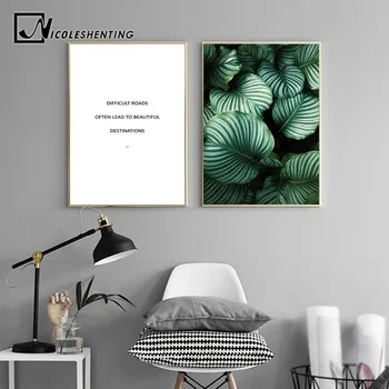 NICOLESHENTING Zelená Rostlina List Wall Art Plátně, Plakáty Citace Tisků Severské Malby Nástěnné obrázky pro Obývací Pokoj Domácí Dekor