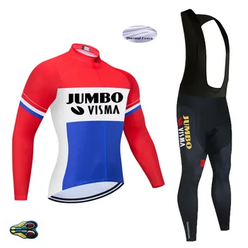 Nový 2020 Prádla de vélopro Tým Jumbo VISMA Ciclismo Roupa Červené Invierno Zimní Tepelné Rouno Cyklistický Dres Muži Sportovní oblečení