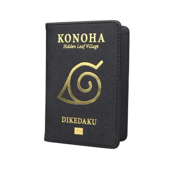 Naruto Konoha Rfid Cestovní Pas Kryt Black Gold Vysoce Kvalitní Pu Kožené Cestovní Pas Držitel Skryté Listové Vesnice Cestovní Pas, Peněženku