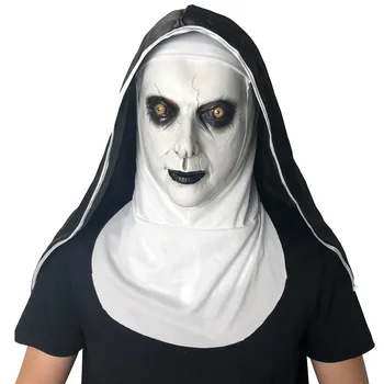 LED dioda svítí jeptiška maska horor vyděsit duch Halloween tvář party Halloween dress up rekvizity hororové masky