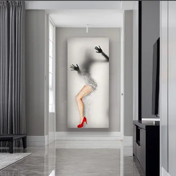NEZIŠTNĚ Moderní Obrazy Sexy Dívka S Deštníkem Silueta Postavy na Plátně Pro Obývací Pokoj Obrazy na Stěnu Dekorace