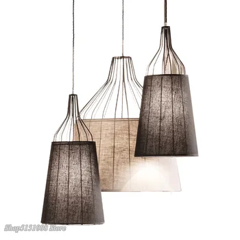 Americký fabric přívěsek lampy moderní Jednoduchý přívěsek světlo Nordic obývací pokoj, ložnice kreativní osobnost LED žehlička Závěsné svítidlo