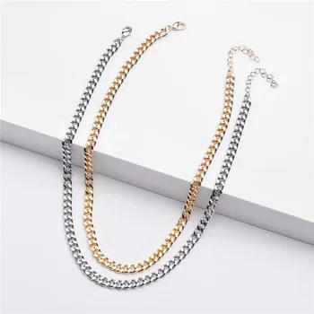 Módní Šperky Jednoduchý Design Gold Silver Barva Figaro Řetěz Krátké Náhrdelníky pro Ženy