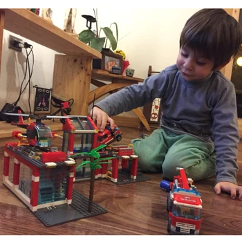 Děti Fire Station Stavební Bloky, Vzduch, Letadlo Truck Technic Model Budovy Stavební Bloky Vzdělávací Hračky Pro Děti Dárky