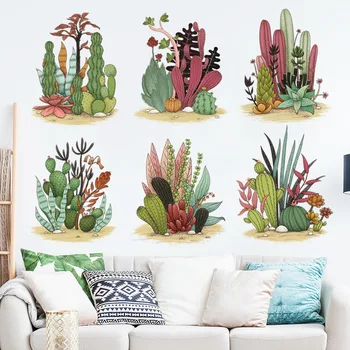 Nordic Kaktus Samolepky na Zeď pro Obývací pokoj Ložnice Eco-friendly Vinyl Rostlina Zeď Obtisky Art DIY Domova Samolepka