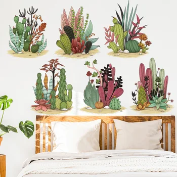 Nordic Kaktus Samolepky na Zeď pro Obývací pokoj Ložnice Eco-friendly Vinyl Rostlina Zeď Obtisky Art DIY Domova Samolepka