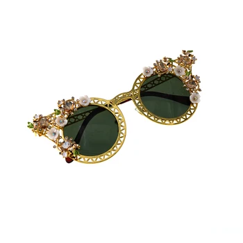 Nový Cat Eye Sluneční Brýle, Ženy Značky Design Krystaly Vintage Květinové Dekorace Evropské Sluneční Brýle Oculos De Sol Feminino