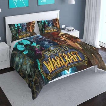 Populární Hra World of Warcraft 3d Ložní prádlo Set Peřinu Set povlak na Polštář s Dospělé Děti Kreslený Ložní Prádlo, Lůžkoviny King Size