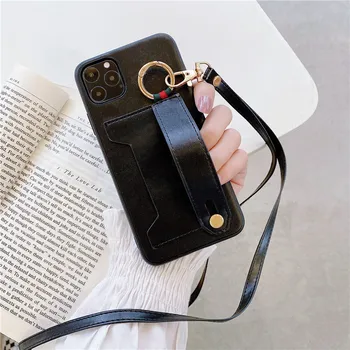 Jednoduché jednobarevné S šňůrkou Karty, peněženku Telefon Pouzdro Pro Iphone X 11 pro Xs Max Xr 10 8 7 Plus Luxusní Měkké Coque Fundas