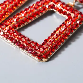 Vysoce kvalitní Červený Krystal Geometrické Kovové Náušnice Šperky Dárek Pro Ženy Steampunk Geometrie Drahokamu Náušnice Příslušenství