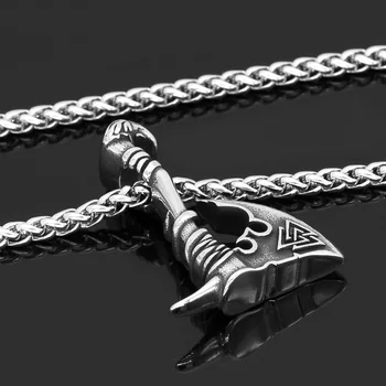 Muži z Nerezové oceli Vikingský Amulet Valknut Sekera Přívěsek Náhrdelník