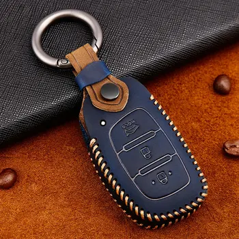 Originální Kožené Auto Klíč Kryt klíč Pouzdro Pro Hyundai i30 Ix35 KONA Encino Solaris Azera Vznešenosti Ig Přízvuk Santa Fe 2017 2018 2019