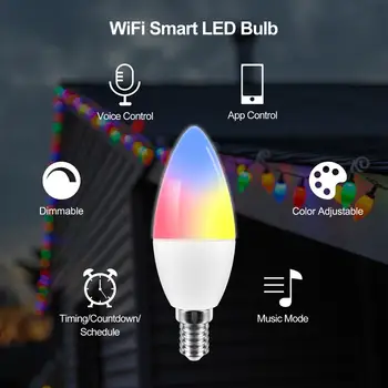 Tuya Smart Wi-fi LED Žárovka E14 RGB Stmívatelné Světlo Žárovka Svíčka Práce S Alexa Echo Google Domácí Asistent Žádné Hub Zapotřebí 2 Balení