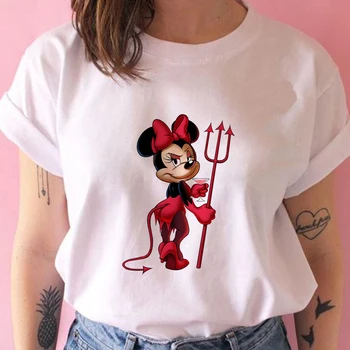 Disney Mickey Mouse T-shirt Ženy T-košile 2021 Módní Evropské Zvětšená Bederní Instagram Oblečení Letní Sportovní Top Pro Dívky