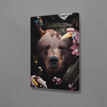 Medvěd anima džungle Plátno Wall Art Dekorace plakát tisků pro obývací pokoj Domácí dekor Obraz