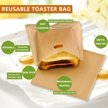 10 KS Velkých Toustovač Tašky Opakovaně použitelné Toastie Toasty Non Stick Bezpečný Opakovaně Toustovač Chléb Tašky Pečení Pečiva, Pizzy