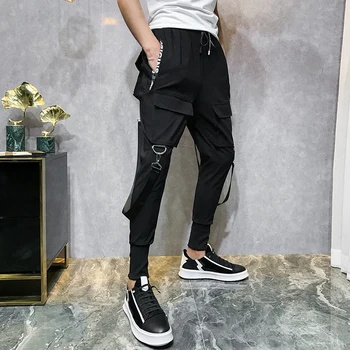 Pánské Módní Kalhoty Streetwear kalhoty se šlemi Černá Harém Kalhoty Stuhy Kapsy Hip Hop Jogger Kalhoty Ležérní Kalhoty Kalhoty 2020 Nové