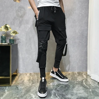 Pánské Módní Kalhoty Streetwear kalhoty se šlemi Černá Harém Kalhoty Stuhy Kapsy Hip Hop Jogger Kalhoty Ležérní Kalhoty Kalhoty 2020 Nové