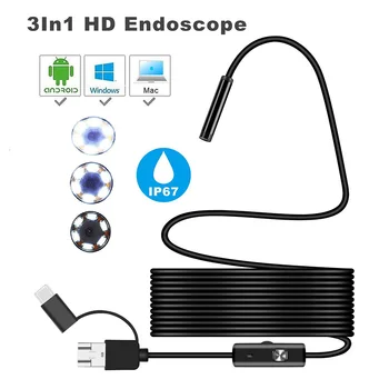 Mini Kamera Endoskop IP68 1/2/3.5/5M Pevný Flexibilní Trubice Mirco USB Type-C, Video Boroskop Inspekce pro Android Auto Endoskop