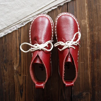 Careaymade-Originální kožené kotníkové boty,Čistě ruční práce byty boty retro umění mori girl boty,Ležérní módní boty ,3 barvy